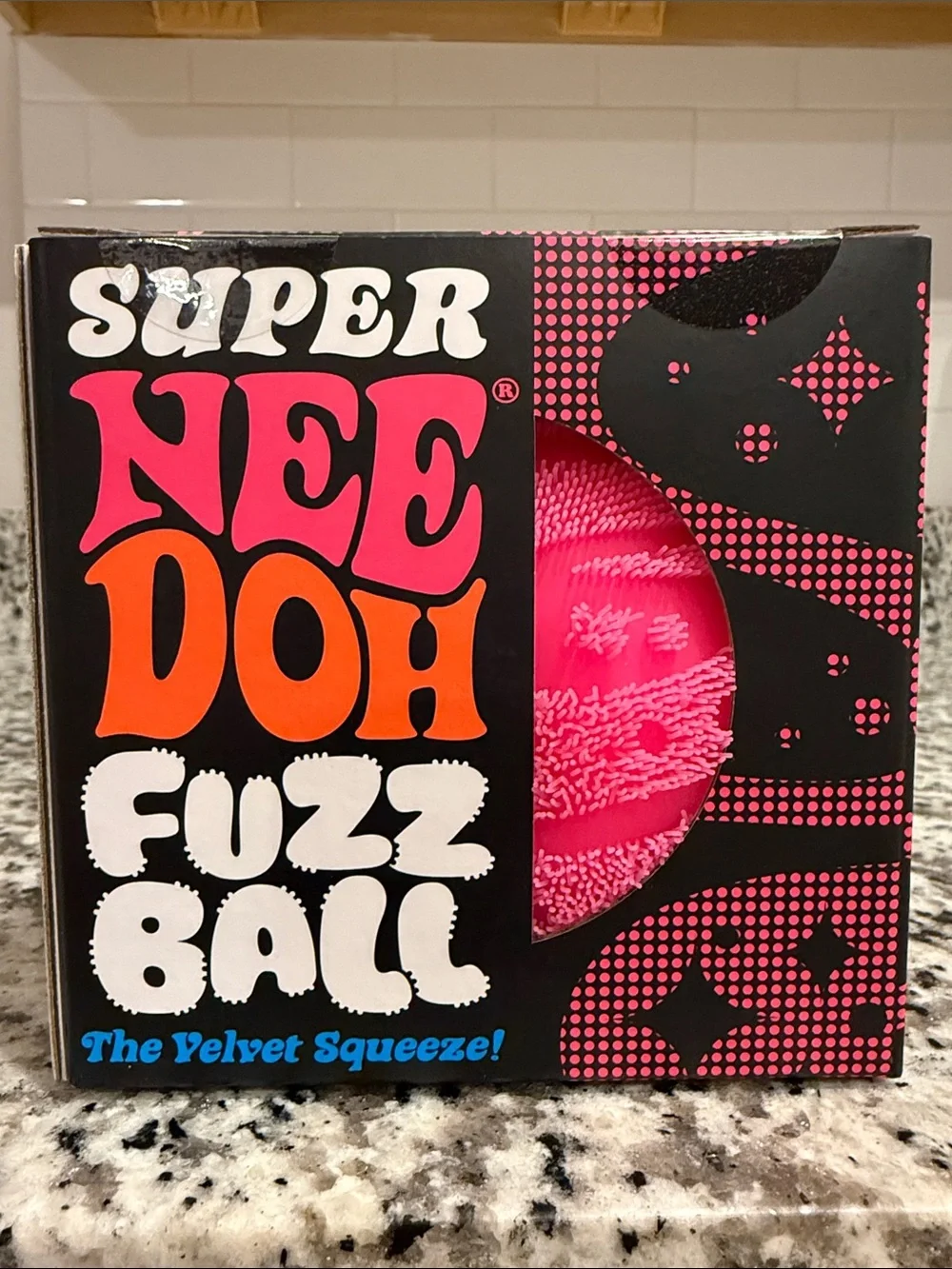 SUPER Needoh Fuzz Ball The Velvet Squeeze! - Pink